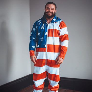 USA Flag Onesie Adult Onesie Greater Half